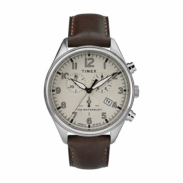 Waterbury Traditional Chronograph 42mm Leather Strap...
